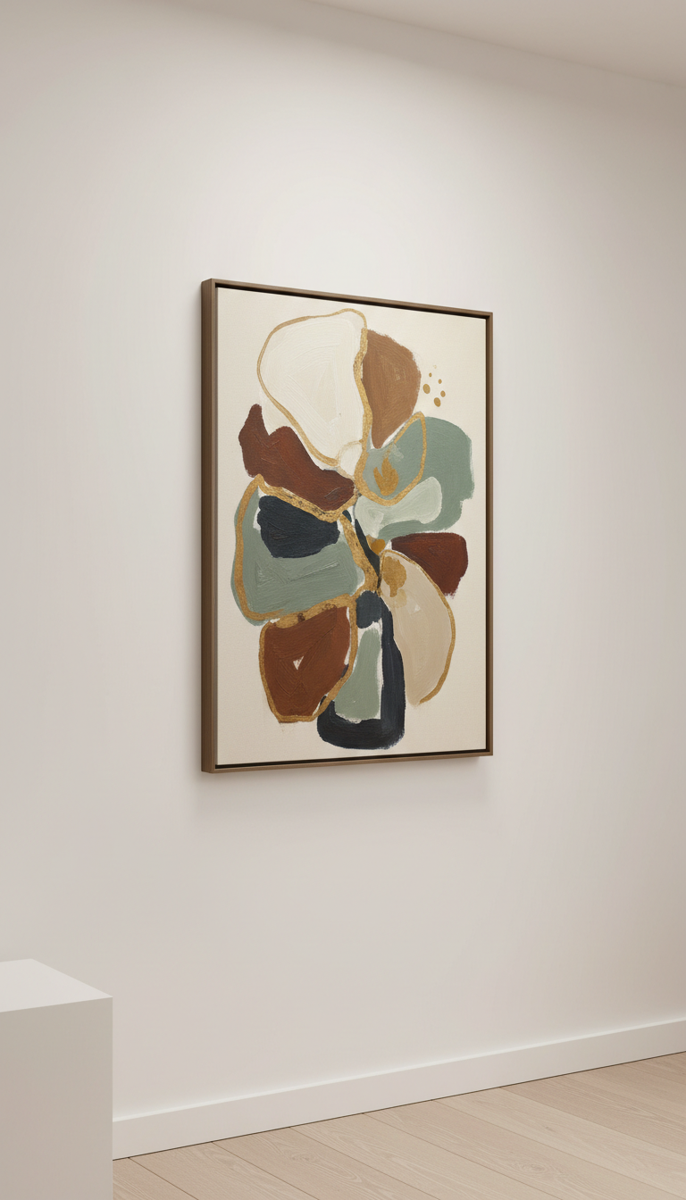Abstract Painting with Brushed Bronze Frame